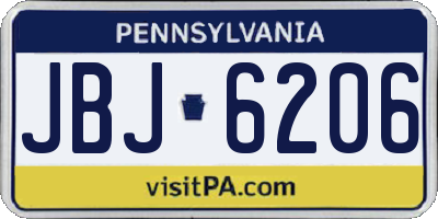 PA license plate JBJ6206
