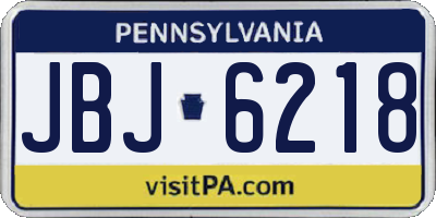 PA license plate JBJ6218