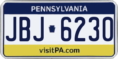 PA license plate JBJ6230