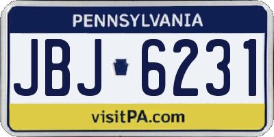 PA license plate JBJ6231