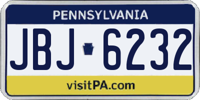 PA license plate JBJ6232