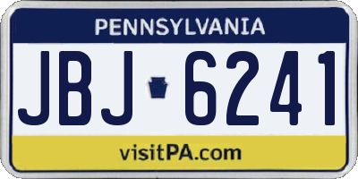 PA license plate JBJ6241