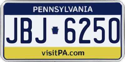 PA license plate JBJ6250