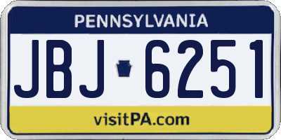 PA license plate JBJ6251
