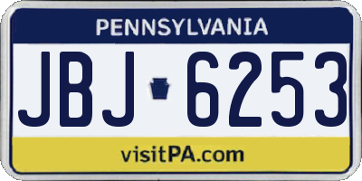 PA license plate JBJ6253