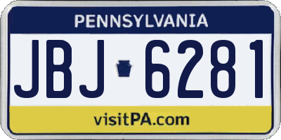 PA license plate JBJ6281