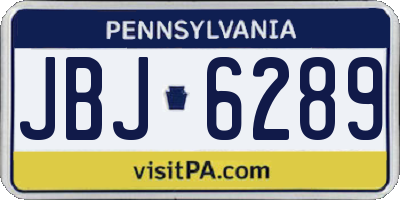 PA license plate JBJ6289