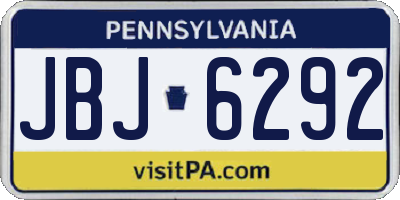PA license plate JBJ6292