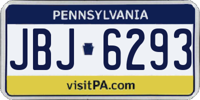PA license plate JBJ6293