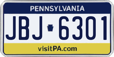 PA license plate JBJ6301