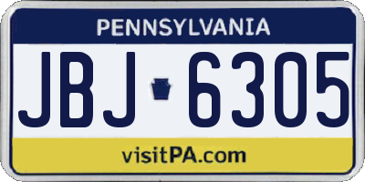 PA license plate JBJ6305