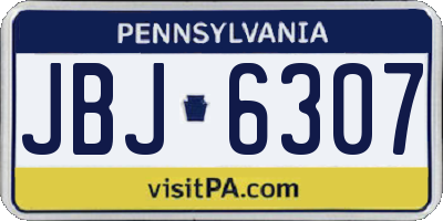 PA license plate JBJ6307