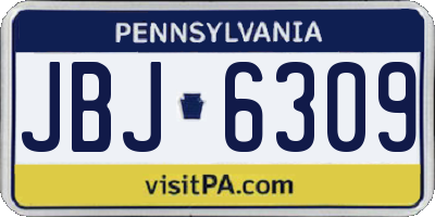 PA license plate JBJ6309