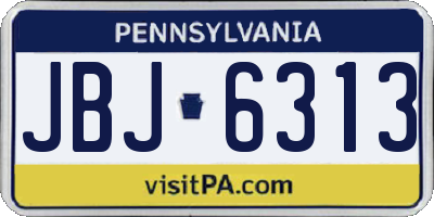 PA license plate JBJ6313