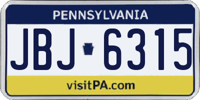 PA license plate JBJ6315