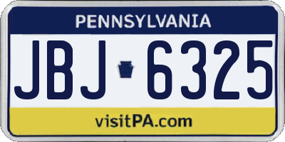 PA license plate JBJ6325