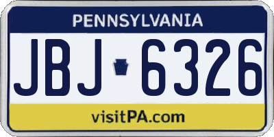PA license plate JBJ6326