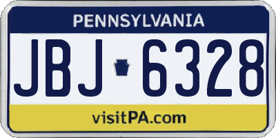 PA license plate JBJ6328