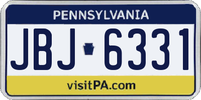 PA license plate JBJ6331