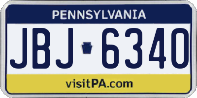 PA license plate JBJ6340