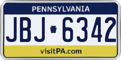 PA license plate JBJ6342