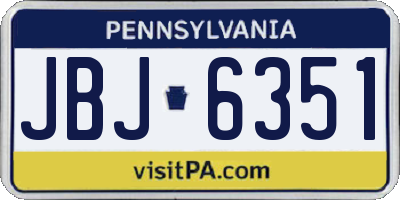 PA license plate JBJ6351