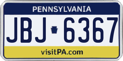 PA license plate JBJ6367