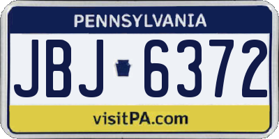PA license plate JBJ6372