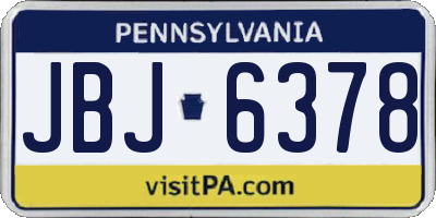 PA license plate JBJ6378