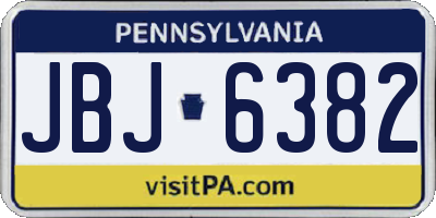 PA license plate JBJ6382