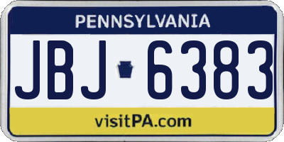 PA license plate JBJ6383