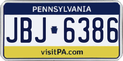 PA license plate JBJ6386