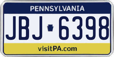 PA license plate JBJ6398