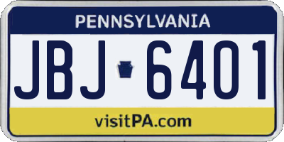 PA license plate JBJ6401