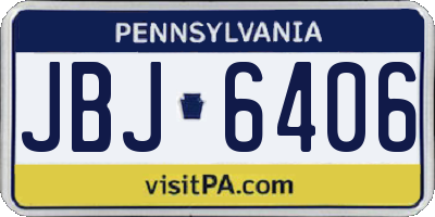 PA license plate JBJ6406