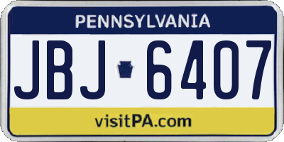 PA license plate JBJ6407