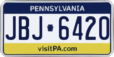 PA license plate JBJ6420