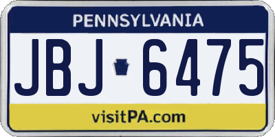 PA license plate JBJ6475