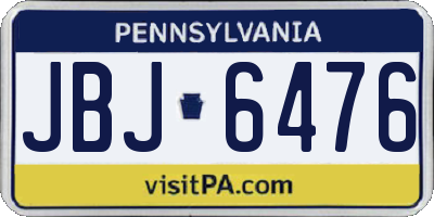 PA license plate JBJ6476