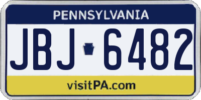 PA license plate JBJ6482