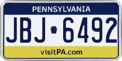 PA license plate JBJ6492