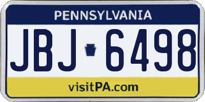 PA license plate JBJ6498
