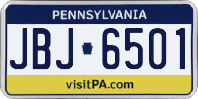 PA license plate JBJ6501