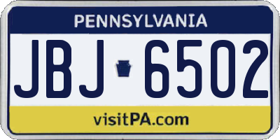 PA license plate JBJ6502
