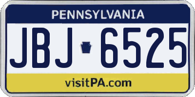 PA license plate JBJ6525