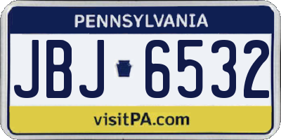 PA license plate JBJ6532