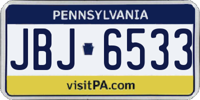 PA license plate JBJ6533