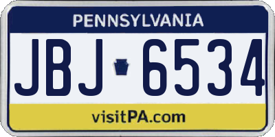 PA license plate JBJ6534