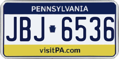 PA license plate JBJ6536
