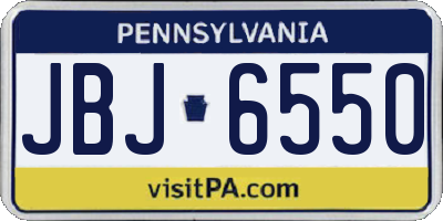 PA license plate JBJ6550